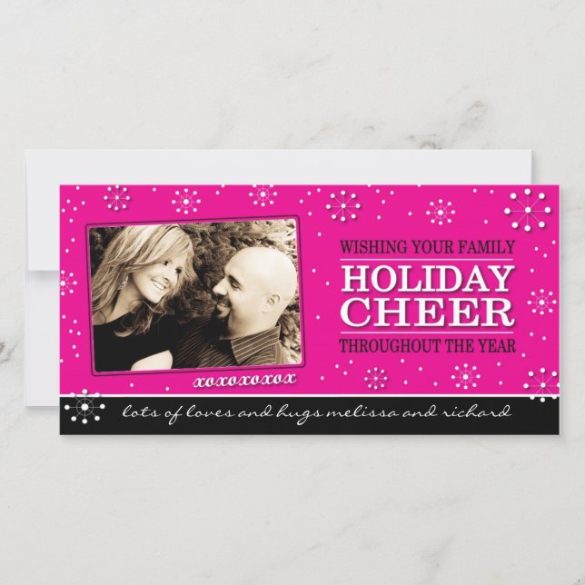 Carte photo de Noël rose chaud (Devant)
