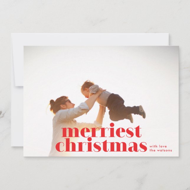 Carte photo de Noël rouge de Noël gras (Devant)