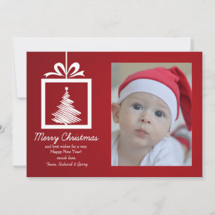 Carte photo de Noël rouge et blanc