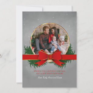 Carte photo de Noël rouge et or