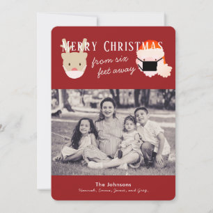 Carte photo de Noël rouge père Noël & Reindeer Mas