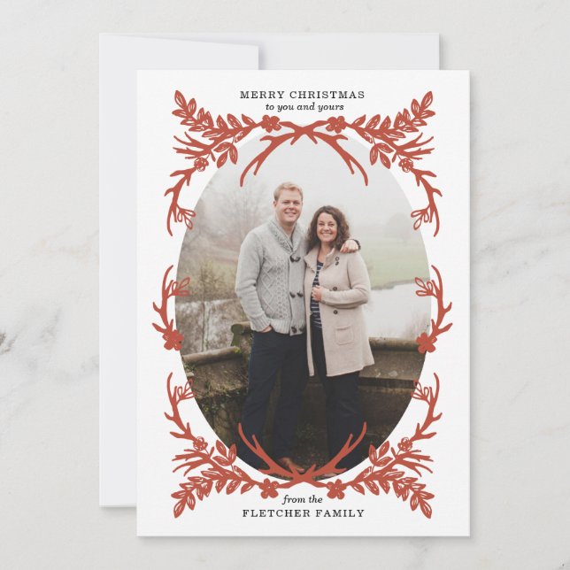 Carte photo de Noël Russe Antlers (Devant)