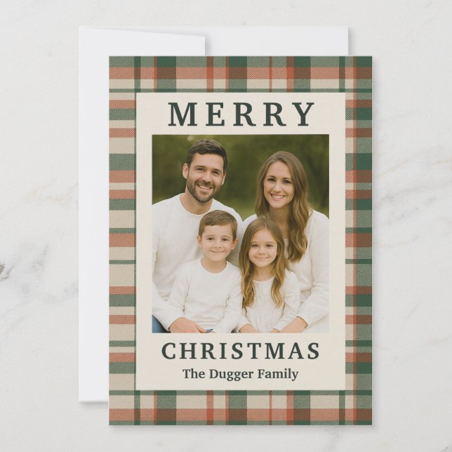 Carte photo de Noël Russe Plaid personnalisée (Devant)