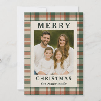 Carte photo de Noël Russe Plaid personnalisée