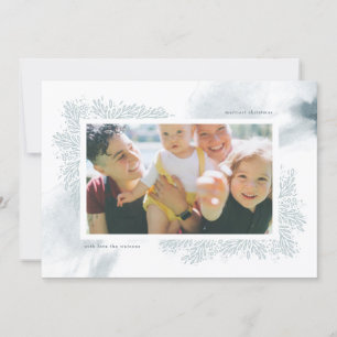 Carte photo de Noël Soft Blue Watercolor
