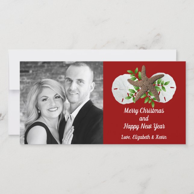 Carte photo de Noël Tropical de Swag Beach Shells (Devant)