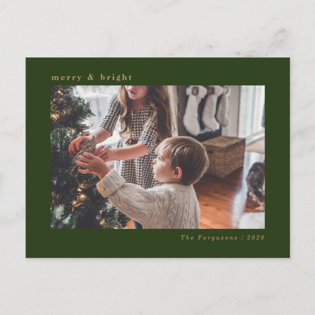 Carte photo de Noël vert minimaliste moderne (Devant)