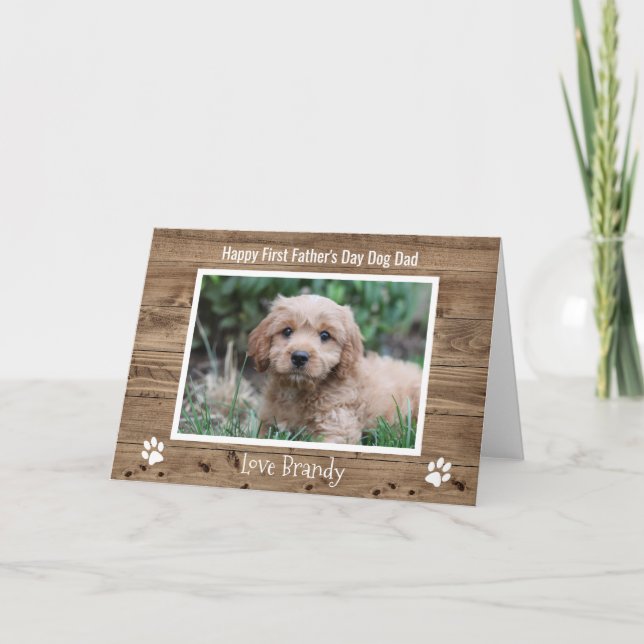 Carte Photo de papa chien mignon premier jour des pères (Devant)