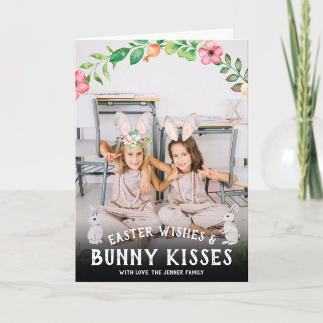 Carte photo de Pâques | Oreilles de lapin lunatiqu (Devant)