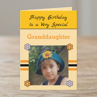 Carte Photo de petite-fille spéciale orange violet anniv
