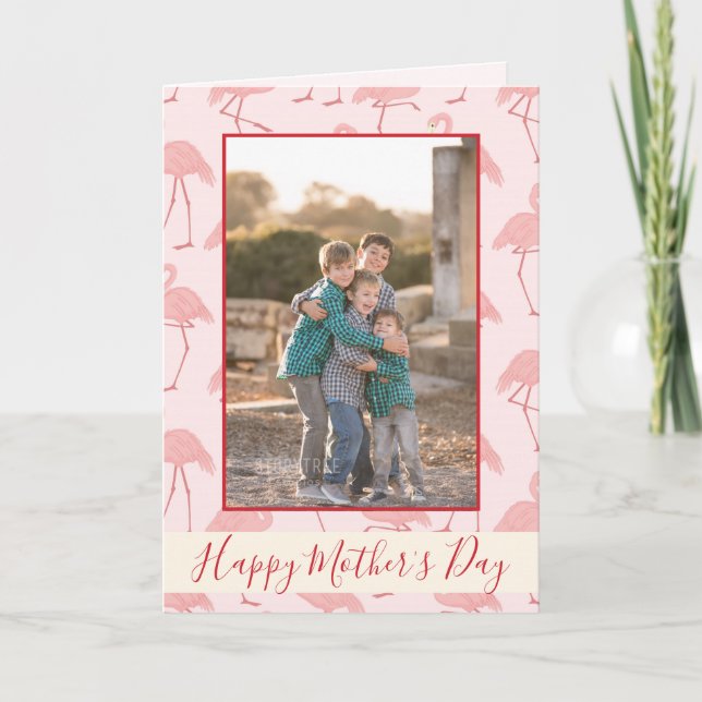 Carte Photo de Pink Flamingos Joyeux Anniversaire (Devant)