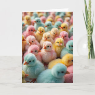 Carte photo de poussins pastels duveteux