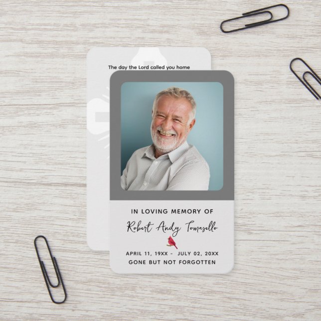 Carte photo de prière commémorative des funéraille (Devant/Arrière en situation)