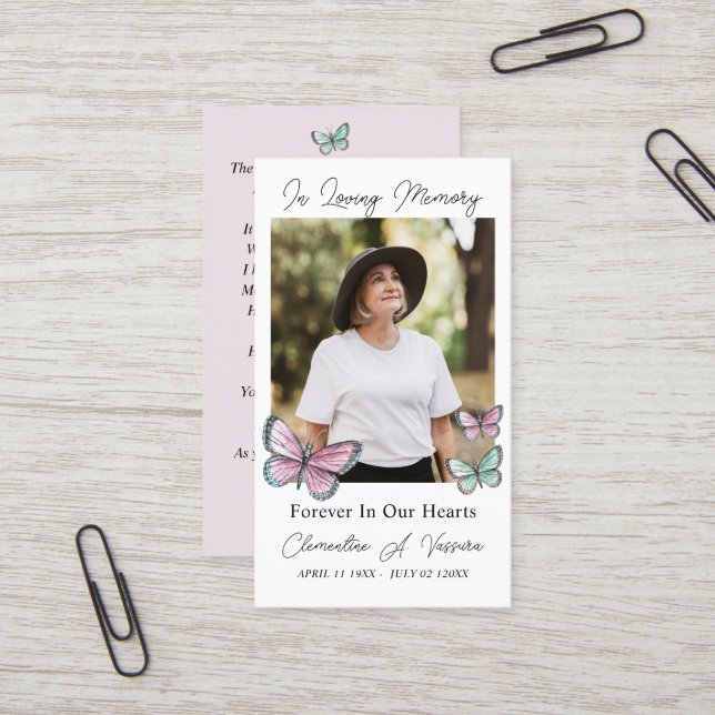 Carte photo de prière commémorative des funéraille (Devant/Arrière en situation)