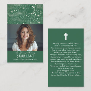 Carte photo de prière funéraire céleste vert