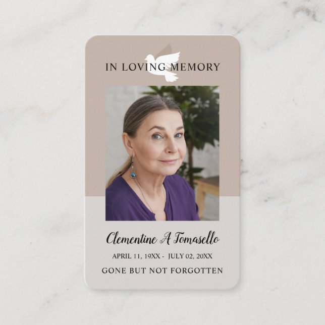 Carte photo de prière funéraire de Dove (Devant)