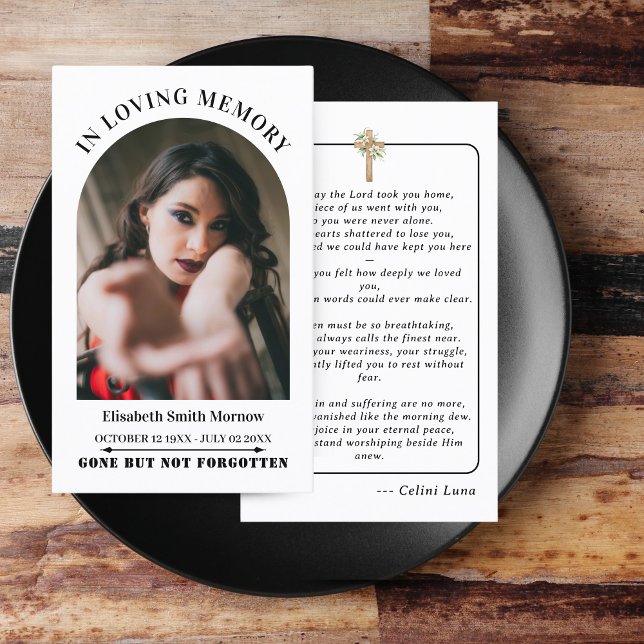 Carte photo de prière funéraire simple d'Océanie (Oceania Simple Funeral Memorial Prayer Photo Card )