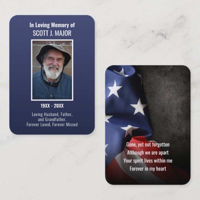 Carte photo de prière Ombre Blue Flag (Devant / Derrière)