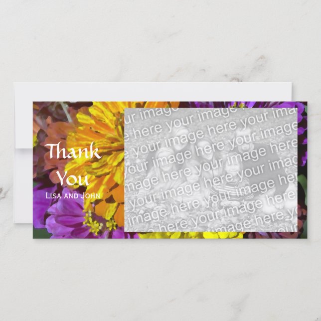 Carte photo de remerciement Fleurs de Zinnia de ja (Devant)