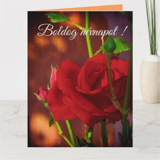 Carte Photo de rose rouge - fête du prénom hongroise