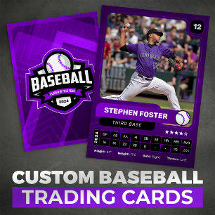 Carte photo de trading joueur de baseball violet e