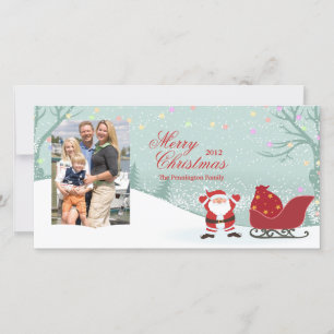 Carte photo de traîneau Père Noël à neige personna