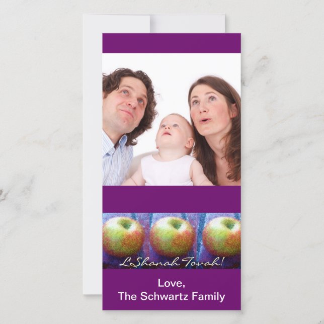 Carte photo de trois Apple Rosh Hashanah (Devant)