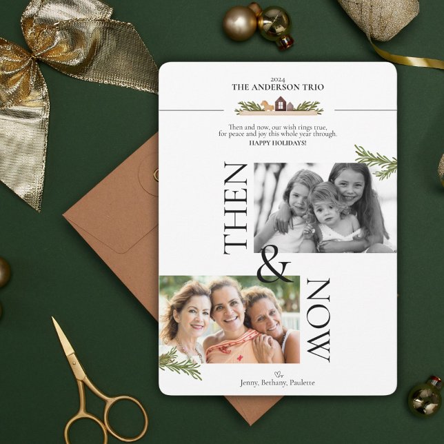 Carte photo de vacances (Friends and family will be smiling ear to ear with this 'Then and Now' holiday Christmas card)