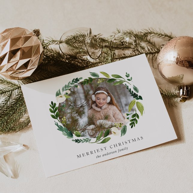 Carte photo de vacances Alabaster Wreath (Créateur téléchargé)