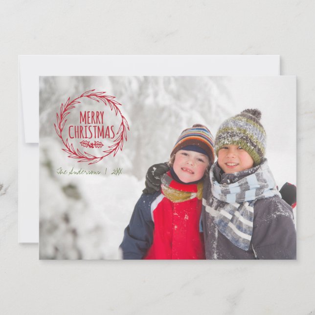 Carte photo de vacances de Noël à main tirée (Devant)