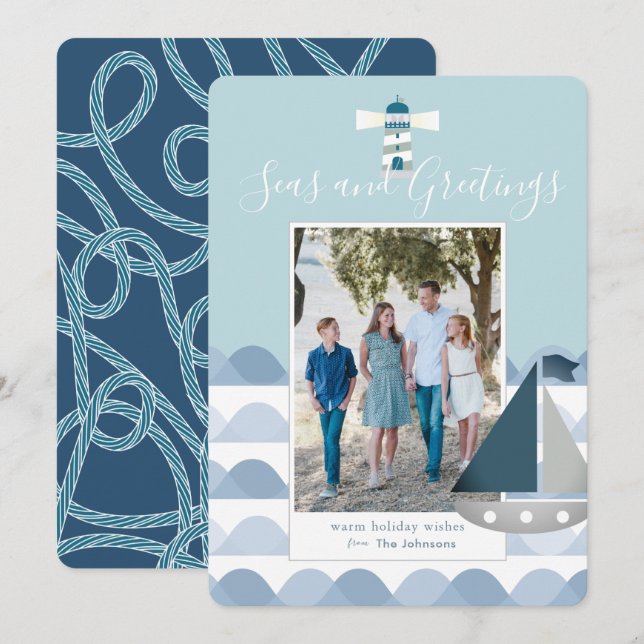 Carte photo de vacances de Noël côtier (Devant / Derrière)