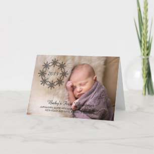Carte photo de vacances Ebony Snowflake Wreath