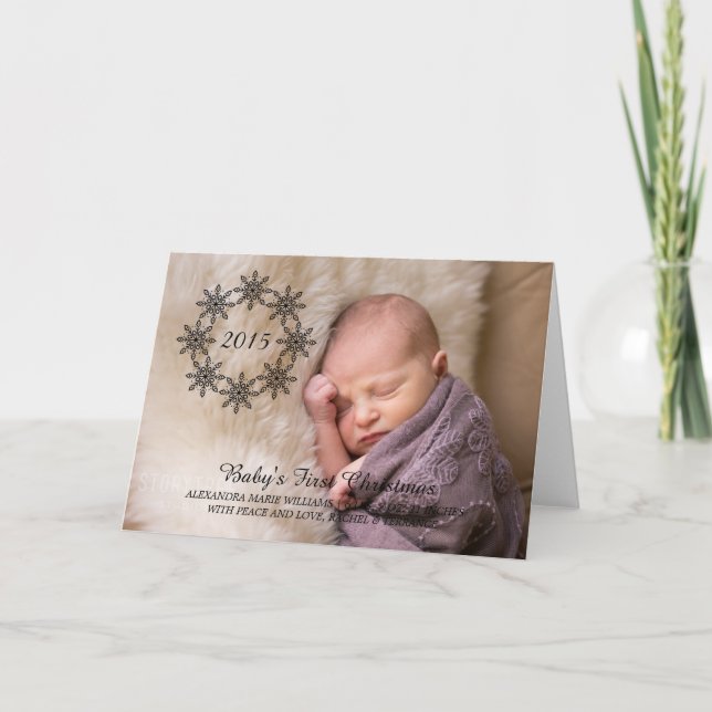 Carte photo de vacances Ebony Snowflake Wreath (Devant)