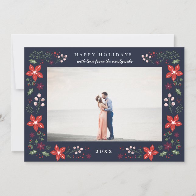 Carte photo de vacances Floral Frame en Marine (Devant)