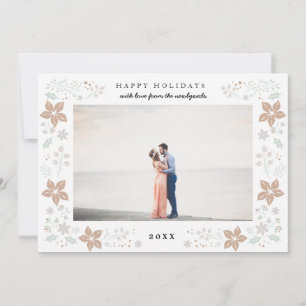 Carte photo de vacances Floral Frame en or