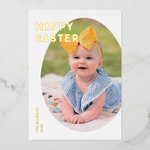 Carte photo de vacances Foil Easter Oeuf Frame - B