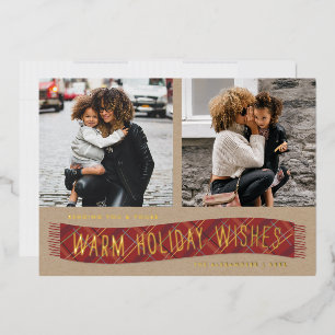Carte photo de vacances Foil Plaid Winter Scarf -