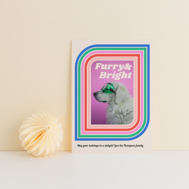 Carte photo de vacances Furry & Bright Retro Strip (Créateur téléchargé)