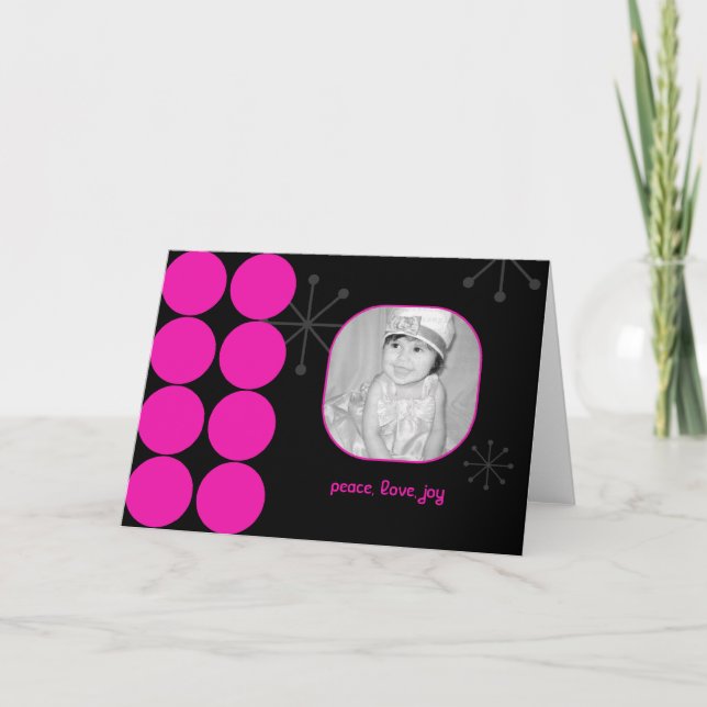 Carte photo de vacances Hot Pink et Black (Devant)