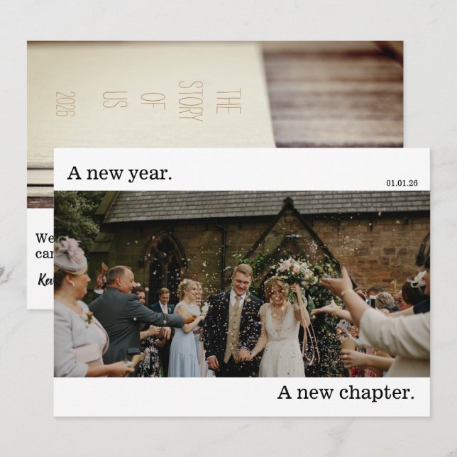 Carte photo de vacances Mariage du Nouvel An (Devant / Derrière)