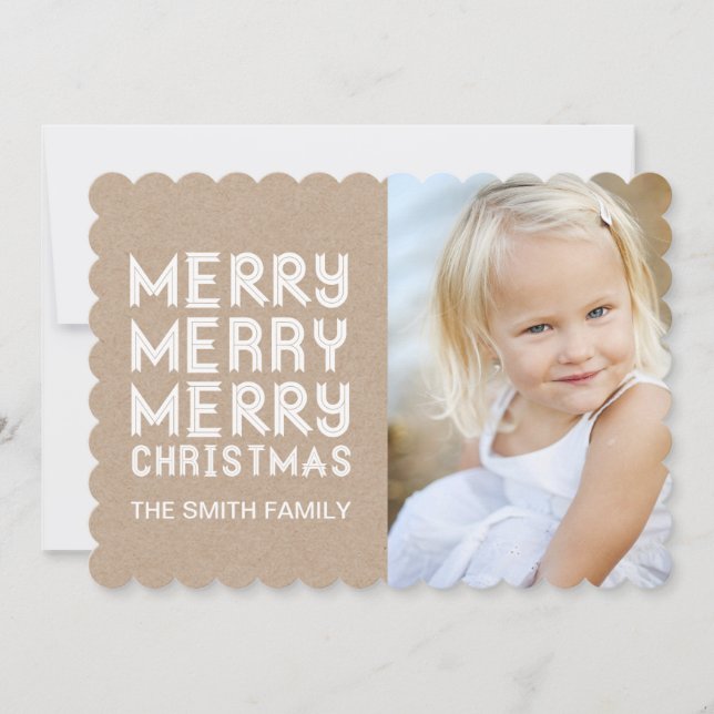 CARTE PHOTO DE VACANCES MODERNE MERRY CHRISTMAS (Devant)