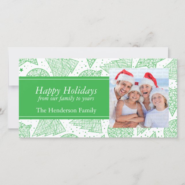 Carte photo de vacances Motif de Noël vert (Devant)