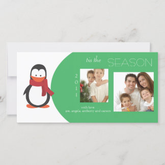 Carte photo de vacances Penguin Green