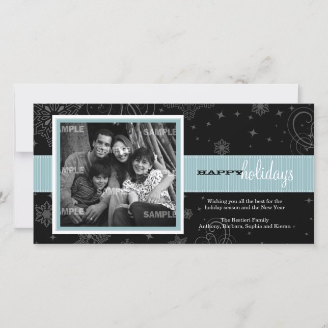 Carte photo de vacances Pinstripe Ribbon (Devant)