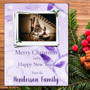 Carte photo de vacances Plat Feuille violet