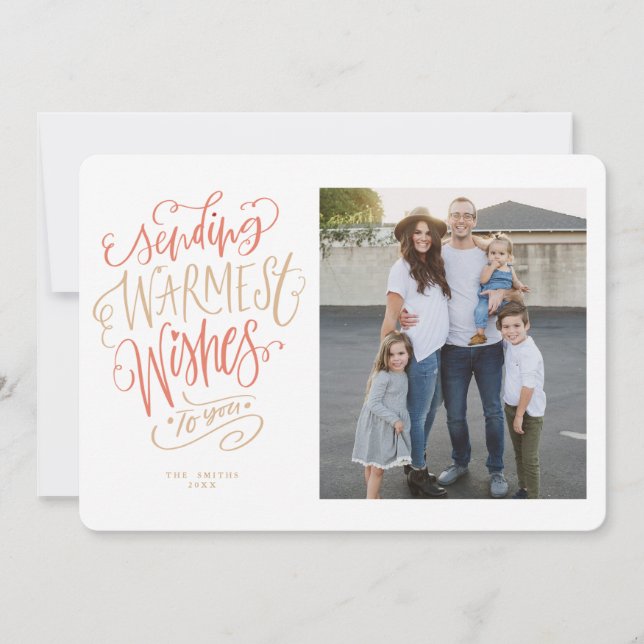 Carte photo de vacances Red et Gold Warmest Wis (Devant)