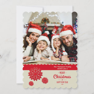 Carte photo de vacances Red Snowflake