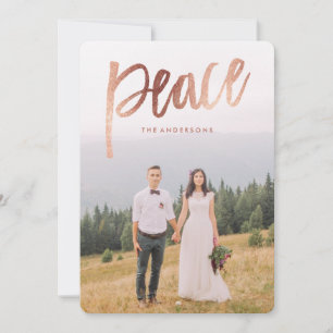 Carte photo de vacances rose Gold Brossé superposi