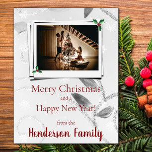 Carte photo de vacances Silver Feuille