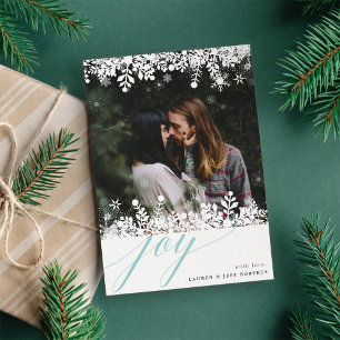 Carte photo de vacances Snowflake Frame   Givre